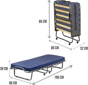 Talamo Italia - Klappbett Venera, Feldbett mit 15 Latten, inklusive Matratze - Picture 1 of 5