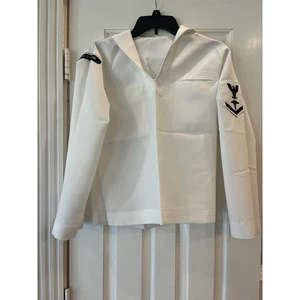 US Navy Enlisted White Jumper Top Men 36S Costume Uniform Dress Service Genuine - Picture 1 of 8
