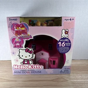 Vintage 2000 Kitty Sanrio Hello Kitty Carry Along Mini Dollhouse Blue Box New - Picture 1 of 8