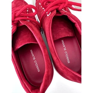 Manolo Blahnik Men Sneakers Semanado Red Size 7.5 US 9 Made in Italy Lace Up New - Picture 1 of 10