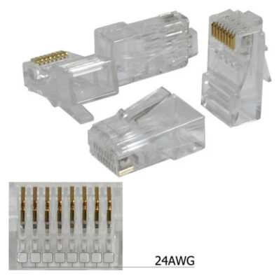 6 pieces RJ45 8P8C CAT5E Modular plug ethernet gold plated network connector - Image 1 of 3