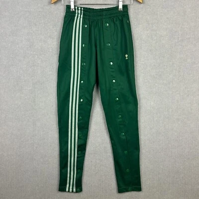 Adidas Pants Womens 3XS W24xL28 Green Striped Ivy Park Button Snap Tearaway - Image 1 of 4