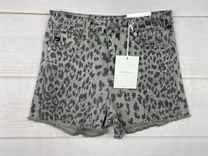 KanCan Shorts Womens S Gray Animal Print Denim Distressed High Rise Stretch NWT - Picture 1 of 13