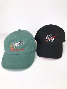 NASA Space Shuttle Dad Hat Father Son Cap Lot Of 2 Houston Space Adjustable - Picture 1 of 12