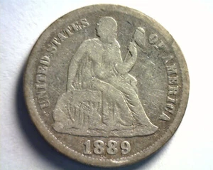 1889 MONEDA DE DIEZ CENTAVOS LIBERTY SENTADA MUY BUENA EN MUY BUEN ESTADO BONITA MONEDA ORIGINAL BOBS MONEDAS ENVÍO RÁPIDO - Imagen 1 de 2
