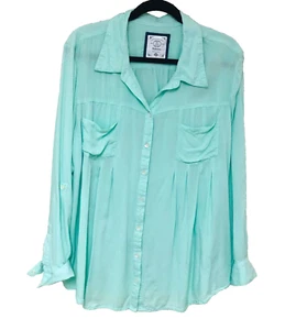 Style Co Pintuck Tunic Women XL Seafoam Spring Roll Tab Flowy Feminine Relaxed - Picture 1 of 7
