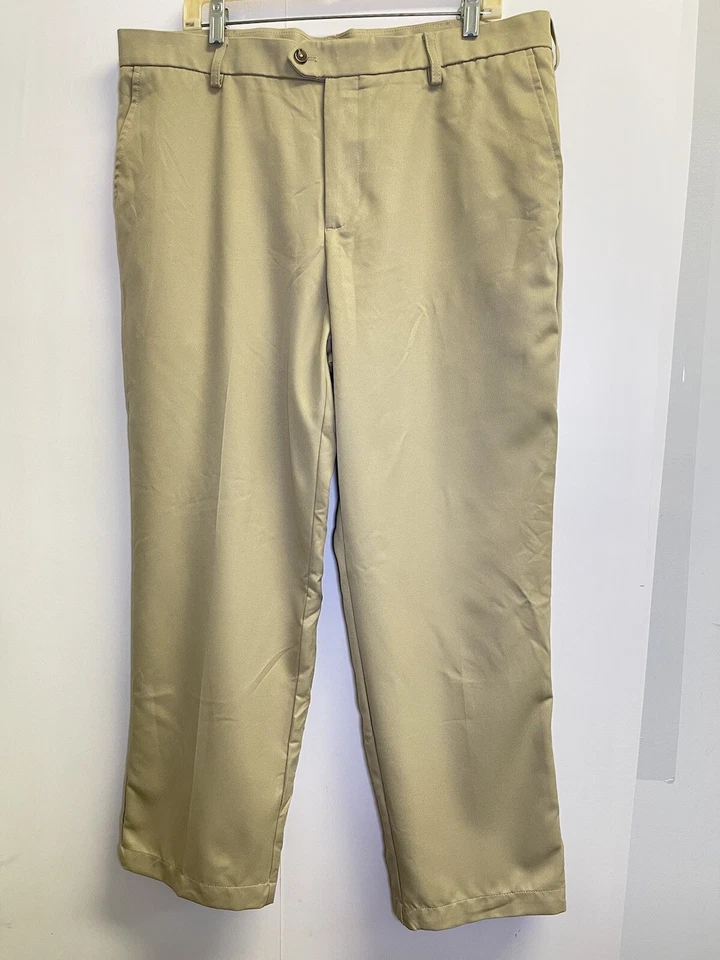IZOD Golf Men's 38/30 Classic Fit Flat Front Beige Pants - Image 1 of 4