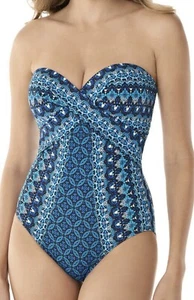 MIRACLESUIT MOSAICA SEVILLA TRAJE DE BAÑO DE UNA PIEZA CON AROS AZUL PARA MUJER TALLA 14 EE. UU. - Imagen 1 de 5