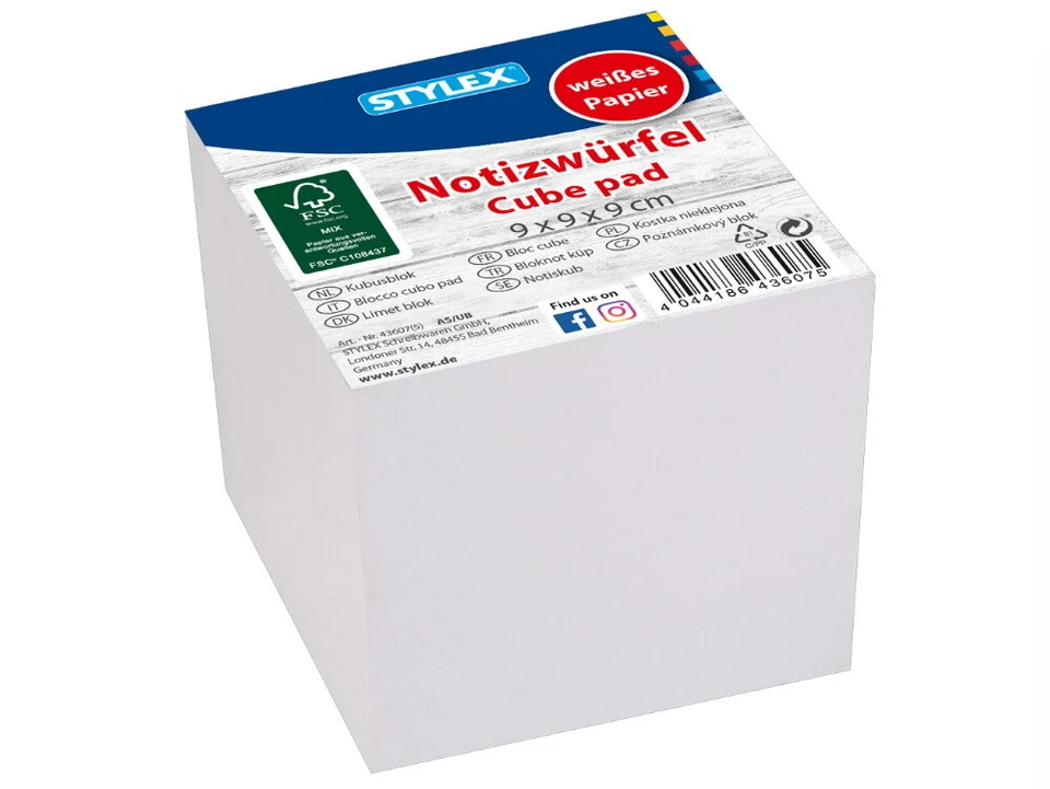 2x Notizzettel Zettelklotz Notizwürfel Zettelblock Weiß 9 x 9 cm je 850 Blatt  - Bild 1 von 1