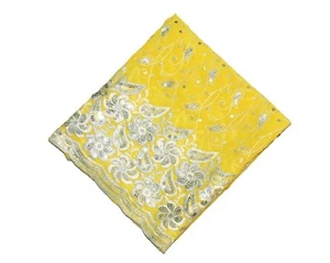 Vintage indische Zitrone Dupatta Perlen Handstickerei Schal Schleier Stola Hijab L" - Bild 1 von 9