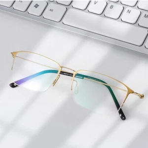 Ultralight Titanium Eyeglass Frames Flexible Unisex Half Rim Spectacles Glasses - Picture 1 of 19