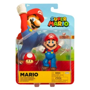 World of Nintendo Super Mario 4 inch Mario Figure with Super Mushroom NEW - Picture 1 of 2