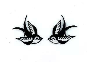 2x Patch patches embroidered iron on backpack biker bird raven sparrows - Bild 1 von 1