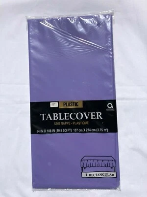Amscan 54" x 108" Tablecloth Rectangular, Plastic Table Cover, Lavender - Image 1 of 2