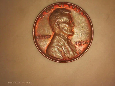 1946 Lincoln Wheat Penny, L on rim, DDR, RARE HUE, COLORFULLY TONED, #P11B1 - Image 1 of 4