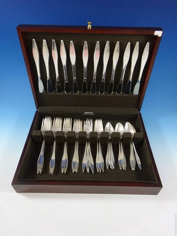 Lark by Reed & Barton Sterling Silver Flatware 12 Set 48 Pcs Mid-Century Modern Cover