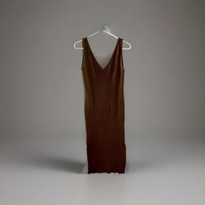 Maxi vestido suéter House of Harlow 1960 para mujer mediano sin mangas marrón acanalado - Imagen 1 de 5