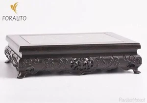 Solid Ebony Wood Display Stand Inlay Marble Stone Bonsai Vase Flower Rack Base - Picture 1 of 5