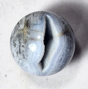 Blue Lace Agate with Crystalline Vugs 25mm Sphere for Decor or Metaphysical 6048 - Picture 1 of 10