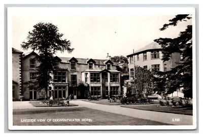 RPPC Derwentwater Hotel Lakeside View Cumbria Inglaterra UNP Postal P28 Foto 1 de 2