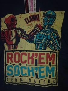 Rock'Em Sock'Em Terminators Dark Blue Cotton T-shirt Size XL Gildan graphical - Picture 1 of 2