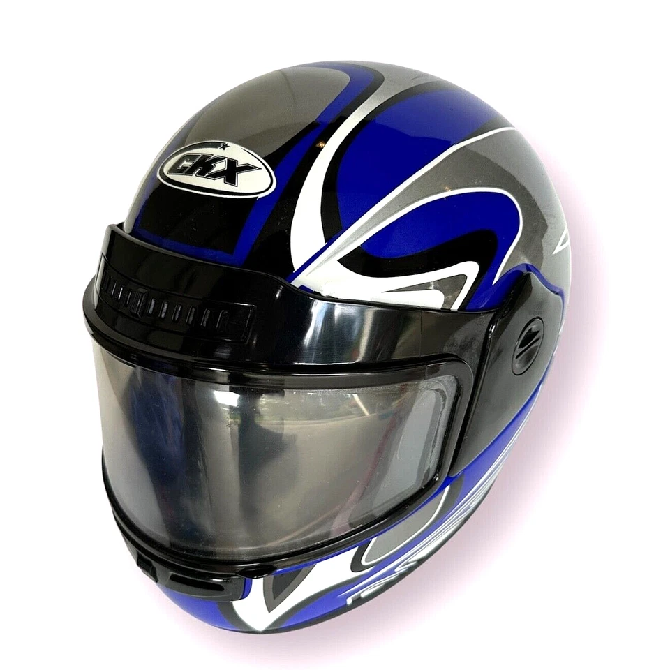 Casco de moto CKX, grande, azul, negro, gris, blanco, 2001, usado, DOT Foto 1 de 4