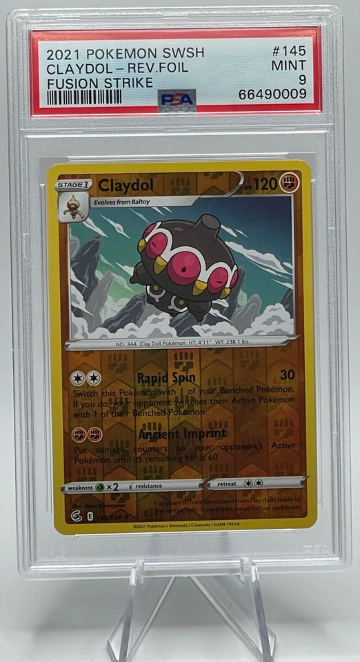2021 POKEMON SWORD & SHIELD FUSION STRIKE #145 CLAYDOL-REVERSE FOIL PSA 9 MINT - Image 1 of 2