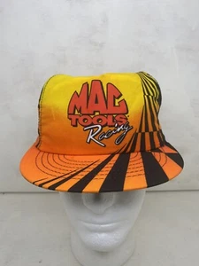 Vintage 90s Mac Tools Racing Neon Striped NASCAR Snapback Hat Black/Orange - Bild 1 von 7