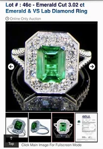 2.02 Lab Created Emerald W/ 1 Ct Lab Diamonds G-H Color VS2 Clarity Apprsd=$3690 - Picture 1 of 5