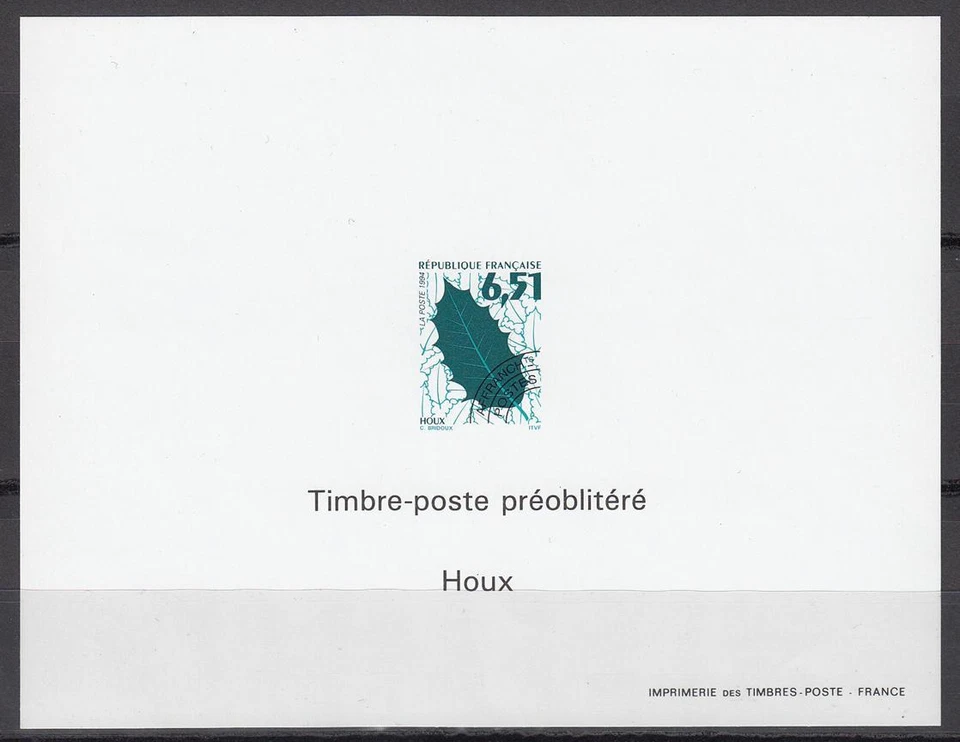 Франция Sc2441 лист, дерево, растение, Holly, Deluxe доказательство. - Изображение 1 из 1