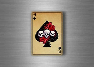 Adesivi adesivo sticker moto auto biker tuning skull teschio asso pic carta r33 - Imagen 1 de 1