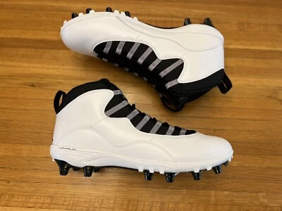 Nike Air Jordan 10 TD Mid Football Cleats White/Black CQ2073-100 Men's Size 13 - Image 1 of 4