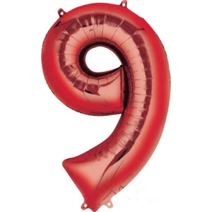 9th Birthday Party Supplies Foil Balloon Red Number 9 Nineth Nine Boy Girl - Picture 1 of 1