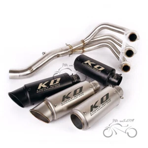 For Yamaha MT-09 Tracer 900 Full System Exhaust Tips Black Tail Front Link Pipe - Picture 1 of 10