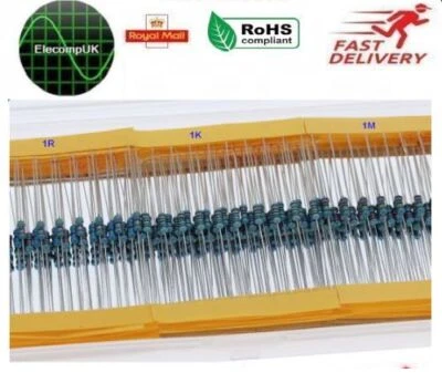20 pcs 1/4 watt metal film resistors.  +/- 1 % 162 values 0R-10M FAST DELIVERY.  - Image 1 of 4