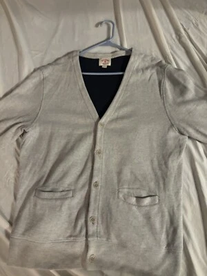 Brooks Brothers Red Fleece Mens Grey Cardigan Sz Large  Deep Neck Button Up - Image 1 of 4