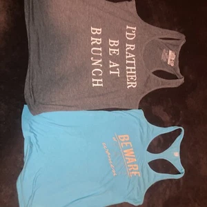 Chin Up Apparel Shirt Womens large gray Graphic Print Tank Althletic Exercise - Picture 1 of 13