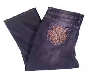 Women's Nine West Capri Jeans Size 14 Stretch Embellished Pockets 3 Button @Hem - Picture 1 of 9