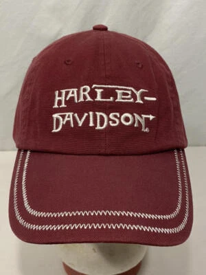 Nuevo de Colección HARLEY DAVIDSON Borgoña Blanco Bordado Sombrero Motociclista Motocicleta Camionero Foto 1 de 4