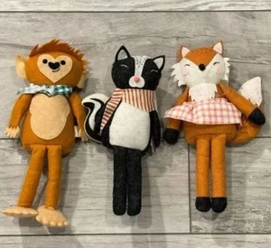 Set Of 3 NWT Target Fabric Figural Bullseye Playground Animal FOX SKUNK MONKEY - Picture 1 of 2