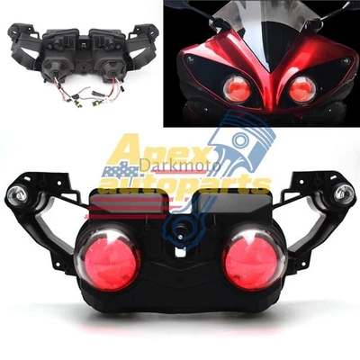 Headlight Assembled Headlamp LED Red Devil Eye Projector For Yamaha YZF R1 09-11 - Image 1 of 4