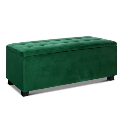Storage Ottoman Blanket Box 98cm Velvet Green Furniture Home Decor Storage GREEN - image 1 of 4