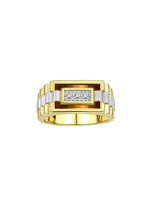 Rylos 925 Yellow Gold Plated Silver Tiger Eye Rectangle Designer Ring Size 8-13 - Picture 1 of 5