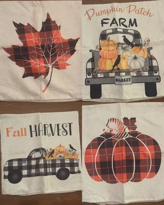 Pre-owned Fall/Autumn Throw Pillow Covers (QTY 4) *DOES NOT INCLUDE PILLOWS* - Image 1 of 4