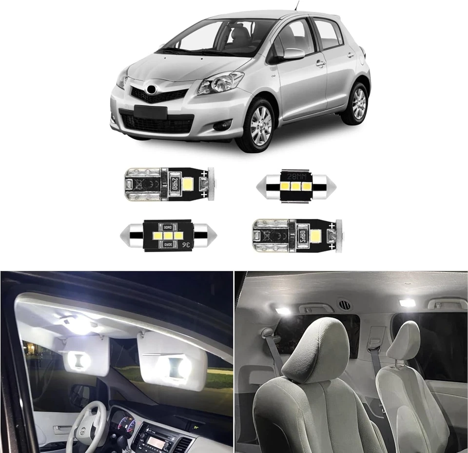 7 Psc Super Bright 6000K White LED Interior Light for 2007-2012 Toyota Yaris Foto 1 de 4