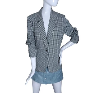 Rafaella Blazer Size XL Black and White Gingham Print One Button Closure NWOT - Picture 1 of 8