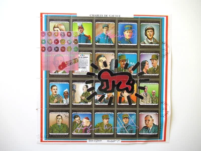 A.WARHOL/K.HARING: SERIGRAPHIE , ORIGINALSIGNATUR AUF 20er STAMP-BOGEN USPS-STP - Bild 1 von 4