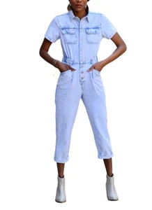 Skies Are Blue One Up Romper Light Wash - Picture 1 of 17