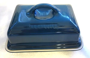Le Creuset European butter dish w/ lid blue (teal-ish) - Picture 1 of 7