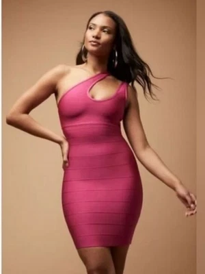 Vestido para mujer Forever 21 x Herve Leger XL rosa vendaje ceñido al cuerpo de un hombro Foto 1 de 4